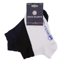 SERGE BLANCO Lot de 3 paires de chaussettes basses avec logo coton Homme MULTICOLORE Outlet