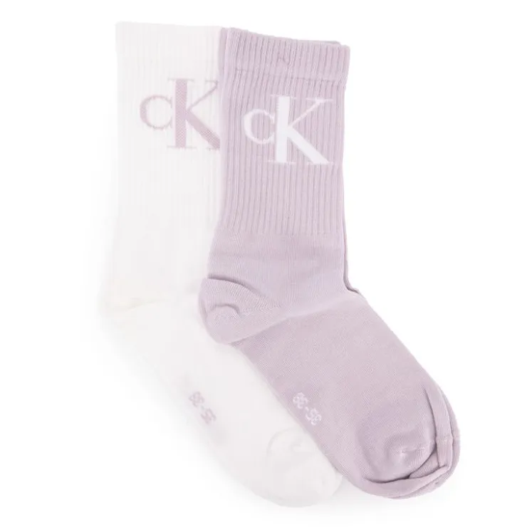 CALVIN KLEIN Lot de 2 paires de chaussettes montantes Femme VIOLET CLAIR