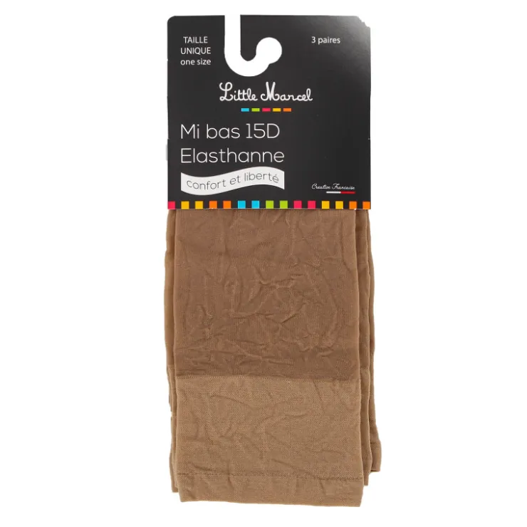 LITTLE MARCEL Lot de 3 paires de collants mi-bas 15d élasthanne Femme MARRON Discount