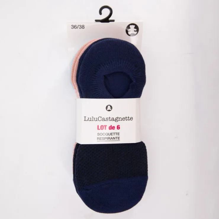 LULU CASTAGNETTE Lot de 6 paires de socquettes respirantes nadine Femme BLEU