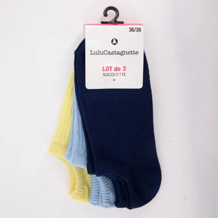 LULU CASTAGNETTE Lot de 3 paires de socquettes lalita Femme BLEU Clearance