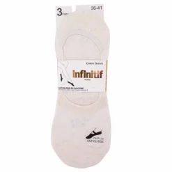 INFINITIF Lot de 3 paires de socquettes invisibles Femme BEIGE Discount