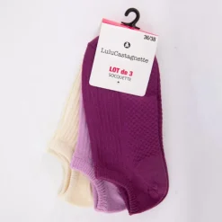 LULU CASTAGNETTE Lot de 3 paires de socquettes lalita Femme VIOLET Best
