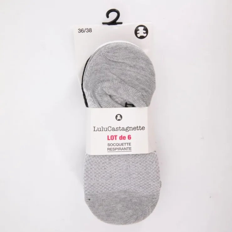 LULU CASTAGNETTE Lot de 6 paires de socquettes respirantes nadine Femme GRIS Sale