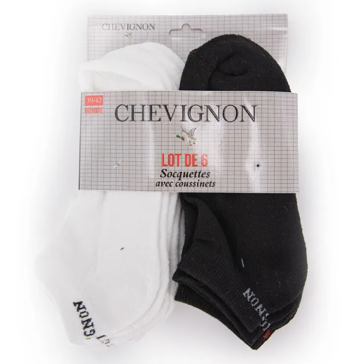 CHEVIGNON Lot de 6 socquettes en coton Taille 39-46 BLANC Hot