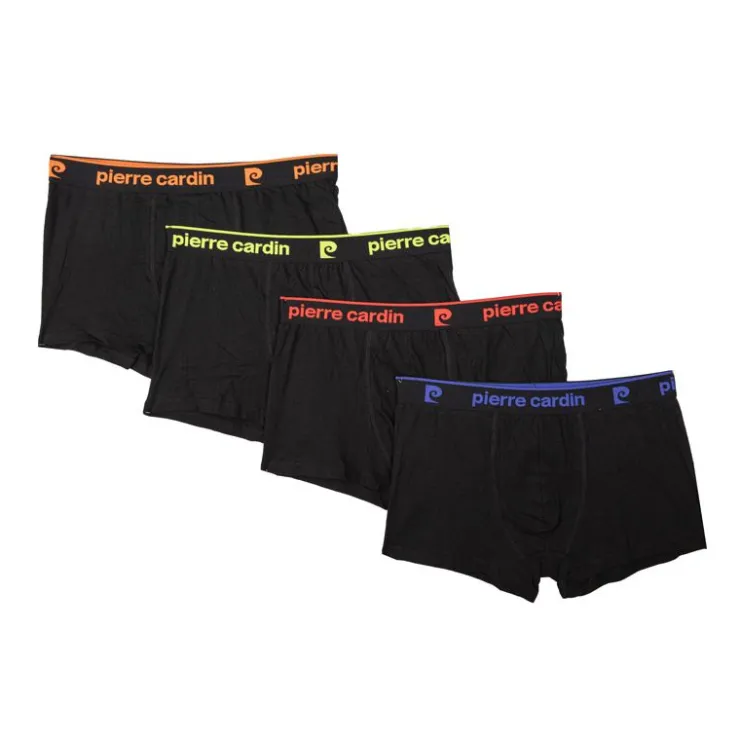 PIERRE CARDIN Lot x4 boxers s homme en coton Homme NOIR Hot