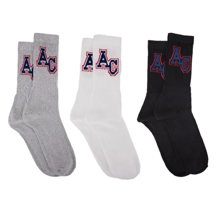 AMERICAN COLLEGE Lot x3 chaussettes logo cheville Homme MULTICOLORE New