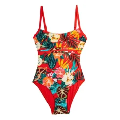 LAGUNE Maillot de bain 1 pièce tropical Femme ROUGE Hot