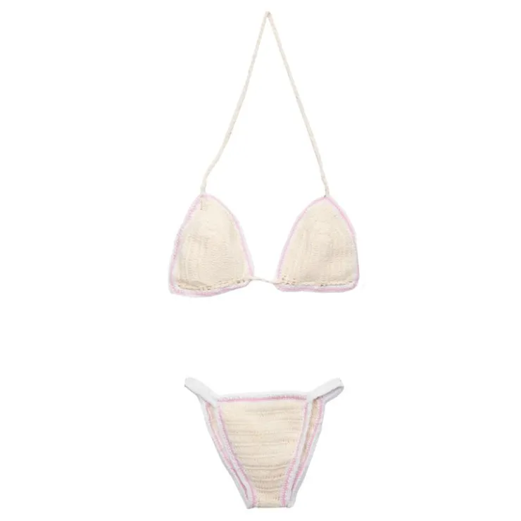 ANTIK BATIK Maillot de bain brodé evy bicolor Femme BLANC ECRU Online