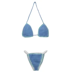 ANTIK BATIK Maillot de bain brodé evy bicolor Femme BLEU Clearance