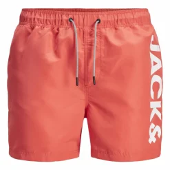 JACK & JONES Maillot de bain imprimé poches tendance Homme ORANGE Sale