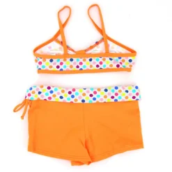 LAGUNE Maillot de bain pois multicolore 2 piéces Enfant ORANGE Clearance
