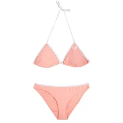 FREEGUN Maillot de bain rose barbie liseré blanc 2 pièces triangle uni Femme ORANGE CLAIR Best