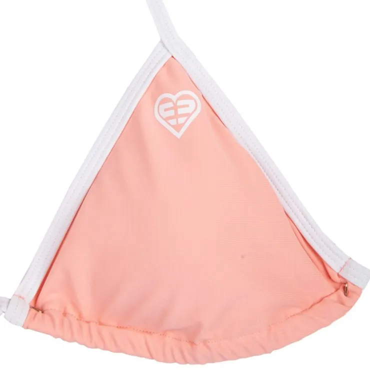 FREEGUN Maillot de bain rose barbie liseré blanc 2 pièces triangle uni Femme ORANGE CLAIR Best