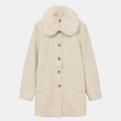 VERO MODA Manteau autumn oat meal col fausse fourrure Femme BEIGE Sale