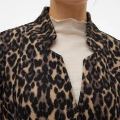 VERO MODA Manteau Katrine à motif léopard col V Femme NOIR Best