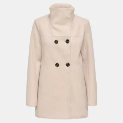 ONLY Manteau mi long blake col à revers Femme BEIGE Hot