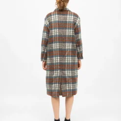 LA PETITE ETOILE Manteau mi longue à carreaux avec boutons naelle Femme BLEU New