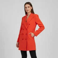 IMPERIAL Manteau structuré mi long col à revers Femme ORANGE Best