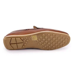 PIERRE CARDIN Mocassins cognac en cuir lisse semelle fine Homme MARRON Online