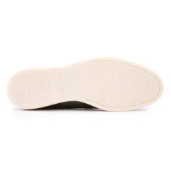PIERRE CARDIN Mocassins cuir daim semelle blanche avec surpiqure blanche Homme KAKI Discount