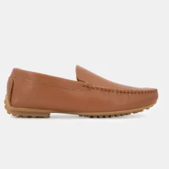 PIERRE CARDIN Mocassins élégants en cuir lisse Homme MARRON New