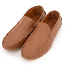 PIERRE CARDIN Mocassins élégants en cuir lisse Homme MARRON New