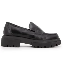EXIT Mocassins es cuir semelle épaisse Femme NOIR Best