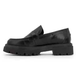 EXIT Mocassins es cuir semelle épaisse Femme NOIR Best