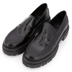 EXIT Mocassins es cuir semelle épaisse Femme NOIR Best