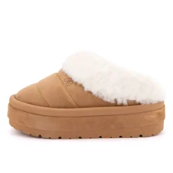 BURTON OF LONDON Mule à enfiler Pola doublure fausse fourrure Femme MARRON Best