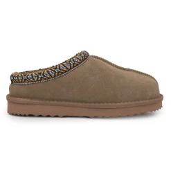 KELARA Mule fourrure bande liseré ethnique Femme MARRON Sale