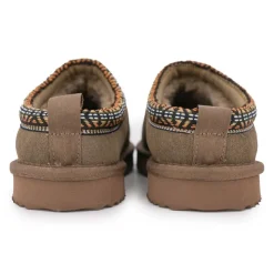 KELARA Mule fourrure bande liseré ethnique Femme MARRON Sale