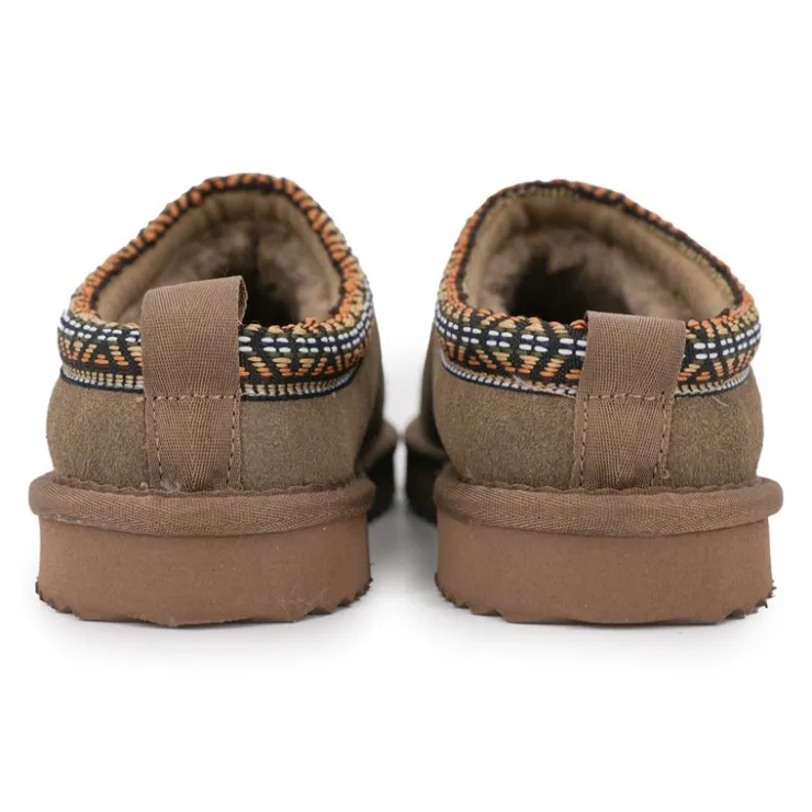 KELARA Mule fourrure bande liseré ethnique Femme MARRON Sale