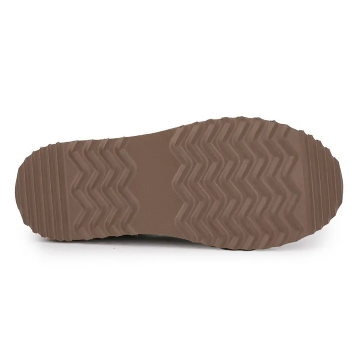 KELARA Mule fourrure bande liseré ethnique Femme MARRON Sale