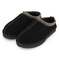 KELARA Mule fourrure bande liseré ethnique Femme NOIR Best