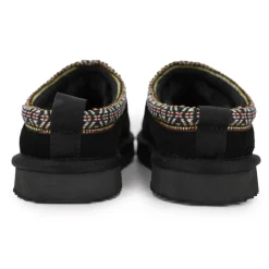 KELARA Mule fourrure bande liseré ethnique Femme NOIR Best