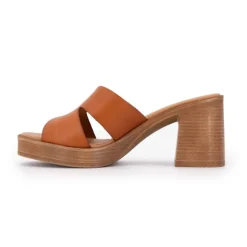 CARLA TORTOSA Mules à talons cuir Femme MARRON New