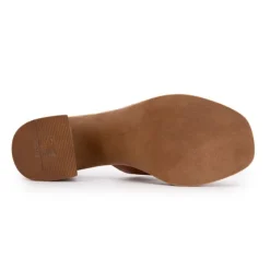 CARLA TORTOSA Mules à talons cuir Femme MARRON New