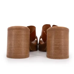 CARLA TORTOSA Mules à talons cuir Femme MARRON New