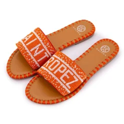 KELARA Mules avec bride à perles inscription saint tropez Femme ORANGE Sale