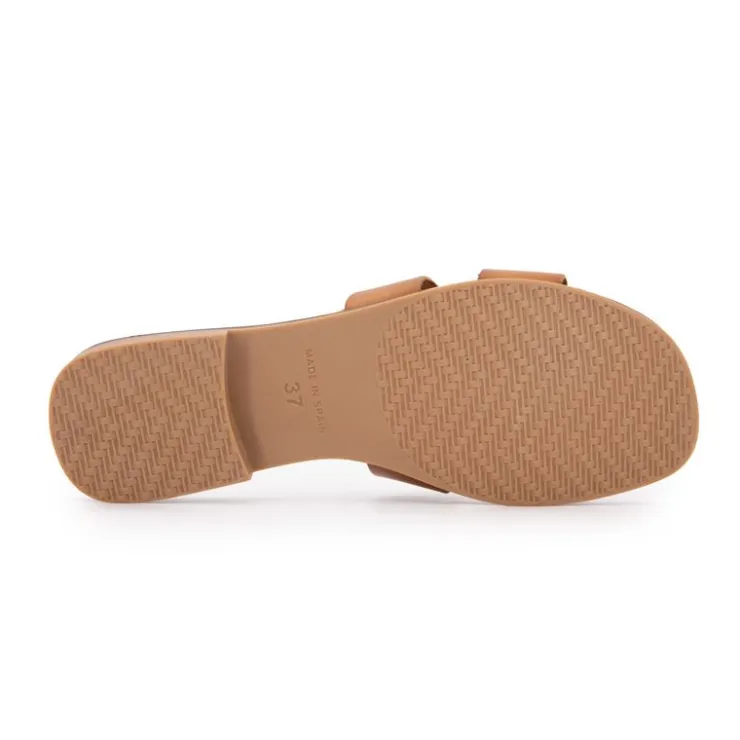 BIOSTOCK Mules basses cuir tan avellana Femme MARRON