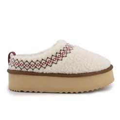 KELARA Mules basses mouton avec broderie Femme BLANC ECRU Clearance