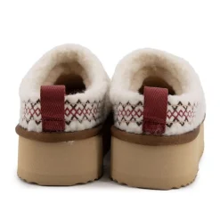 KELARA Mules basses mouton avec broderie Femme BLANC ECRU Clearance