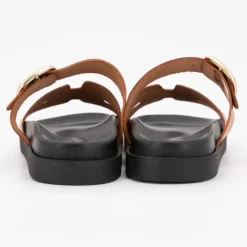 I AM Mules boucle dorée lanières en cuir Femme MARRON Outlet