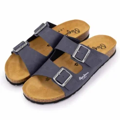 PEPE JEANS Mules boucle plate double bride uni Homme BLEU New