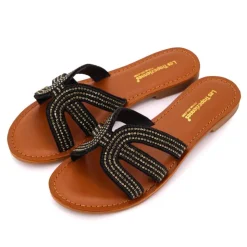 LES TROPEZIENNES PAR M.BELARBI Mules bride à strass Omega Femme NOIR Online