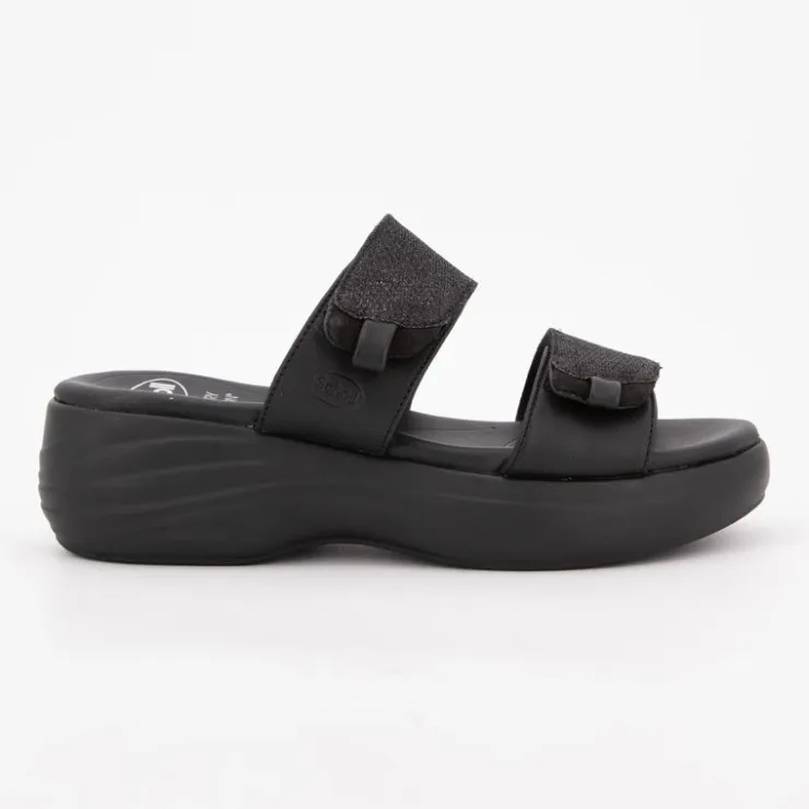 SCHOLL Mules compensées aura double bride Femme NOIR Outlet