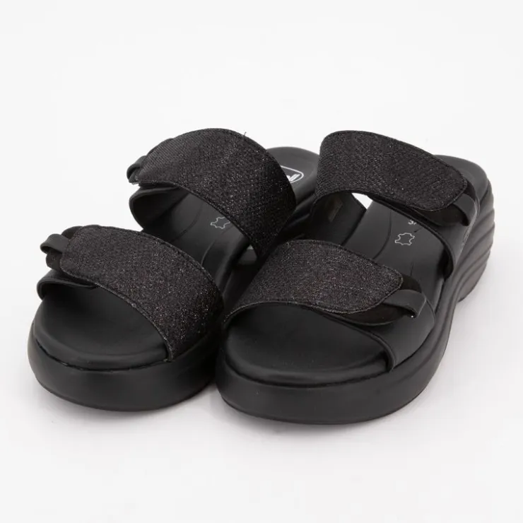 SCHOLL Mules compensées aura double bride Femme NOIR Outlet