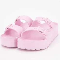 AMERICAN COLLEGE Mules compensées avec boucles Femme ROSE CLAIR New